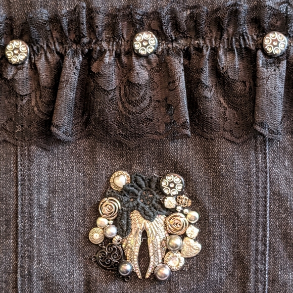 Upcycled Embellished Jean Vest - Picture 11 of 11